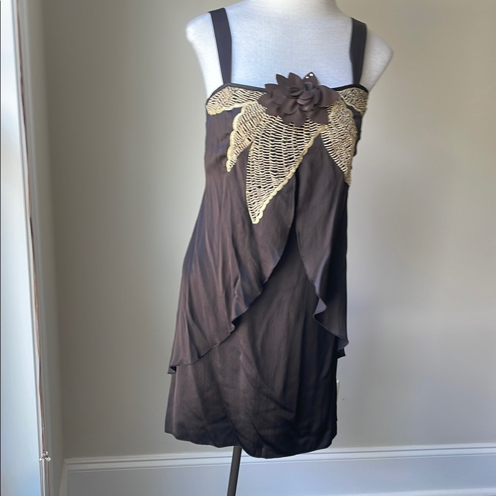 Beth Bowley Brown And Gold Mini Dress